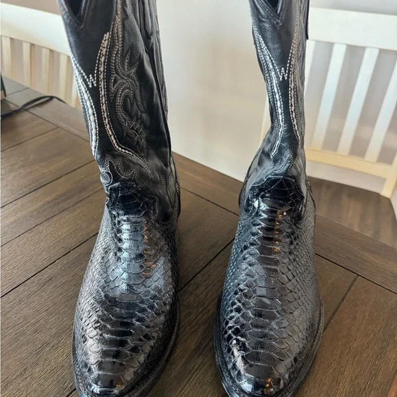 J.B. Dillon Charcoal Snakeskin Men's Boots - Picture 3 of 6